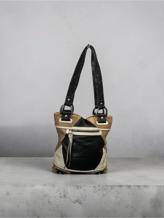b. makowsky Handbags - B. Makowsky Colorblock Patchwork Soft Leather Shoulder BagHobo Tricolor Y2K Boho